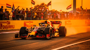 Max Verstappen in Red Bull F1 car at Dutch Grand Prix Zandvoort